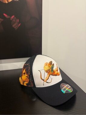 Black and White Cherub Trucker Hat